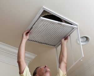 Replacement of filter for air conditioning unit maintenance